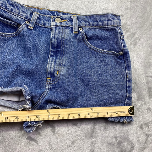 Polo Jeans Co Denim 2 1/2 RL Shorts High Waist Frayed Hem Size 8 Fits 26" - Picture 4 of 8